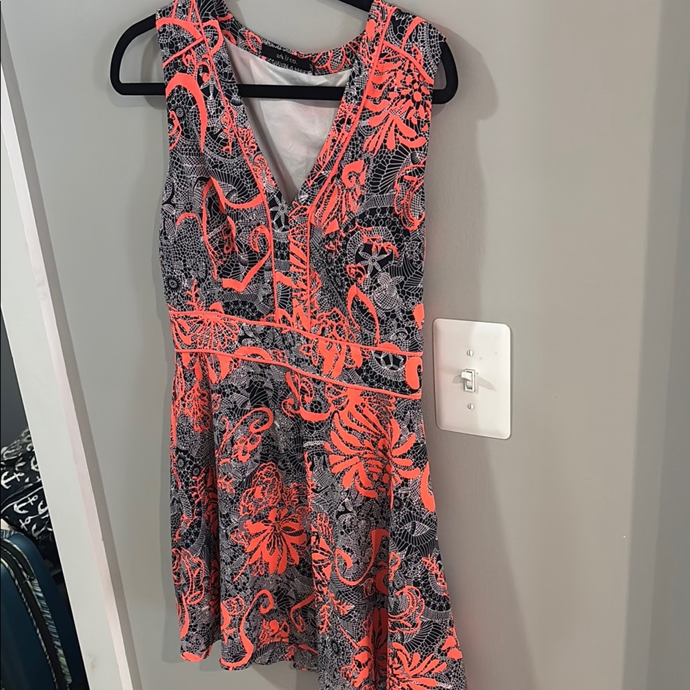 Ark & Co Coral and Black Geometric Dress